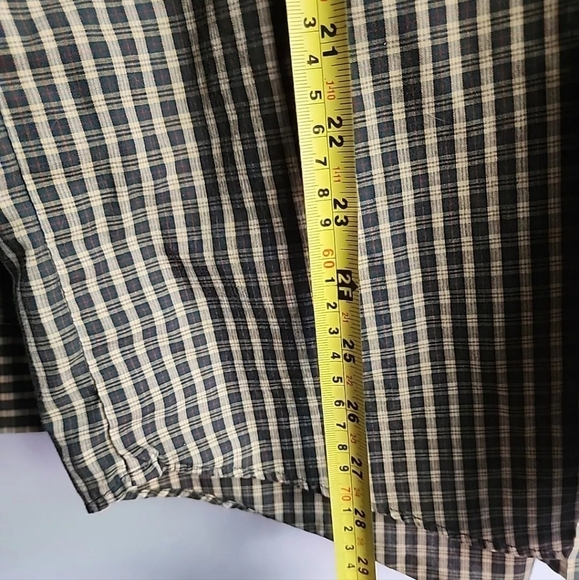 Van Heusen Large Men yellow tan black plaid casual long sleeve dress shirt - Picture 5 of 9